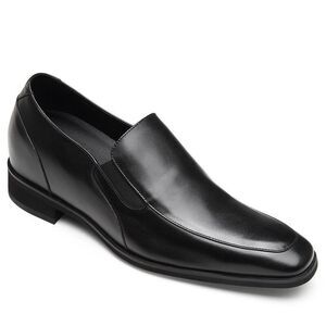 us9 CHAMARIPA 2.76" Elevator Shoes Men slip on Black Leather hidden heel loafer